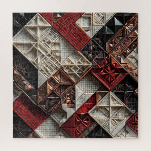 Rood Zwart Ivoor Micro Mozaïek 3D Geometrisch Legpuzzel