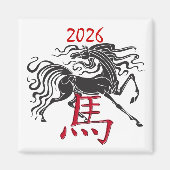 Rood Zwart Jaar van het Paard Magneet (Voorkant)
