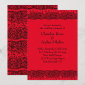 Rood Zwart Kant Gotische bruiloft uitnodiging (Voorkant / Achterkant)