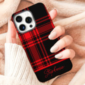 Rood Zwart Karo Eigen Naam Case-Mate iPhone Case