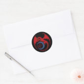 Rood Zwart Keltische Draak en Blauwe Maan Tekening Ronde Sticker (Envelop)