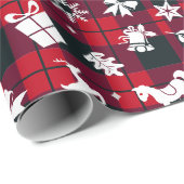 Rood Zwart Kerst Wrapping Papier (Rol Hoek)