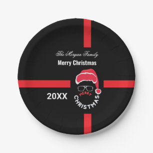 Rood Zwart Kerstfeest Papieren Bordje
