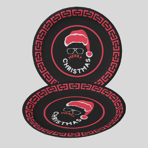 Rood Zwart Kerstfeest Papieren Bordje