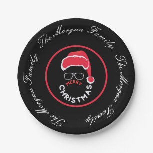 Rood Zwart Kerstfeest Papieren Bordje