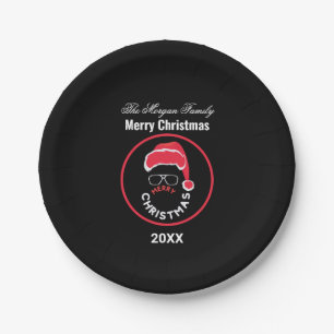 Rood Zwart Kerstfeest Papieren Bordje