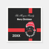 Rood Zwart Kerstfeest Servet (Voorkant)