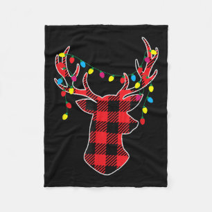 Rood Zwart Kerstmis Buffalo Plaid Hert Vrouwen Man Fleece Deken