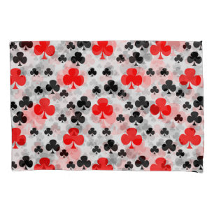 Rood Zwart Klaver Club Abstract Patroon Design Kussensloop