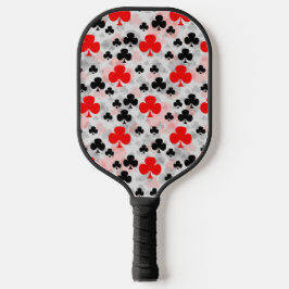 Rood Zwart Klaver Club Abstract Patroon Design Pickleball Paddle
