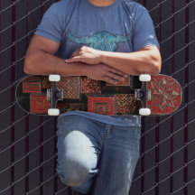 Rood Zwart Koper 3D Mozaïek Skateboard