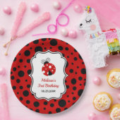 Rood Zwart Ladybug Lijst Polka Dots Kids Verjaarda Papieren Bordje (Feest)