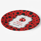Rood Zwart Ladybug Lijst Polka Dots Kids Verjaarda Papieren Bordje (Gekanteld)
