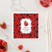 Rood Zwart Ladybug Lijst Polka Dots Kids Verjaarda Servet (Insitu)