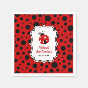 Rood Zwart Ladybug Lijst Polka Dots Kids Verjaarda Servet
