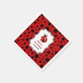 Rood Zwart Ladybug Lijst Polka Dots Kids Verjaarda Servet (Hoek)