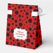 Rood Zwart Ladybug Lijst Polka Dots Verjaardag Bed Bedankdoosjes (Achterkant)