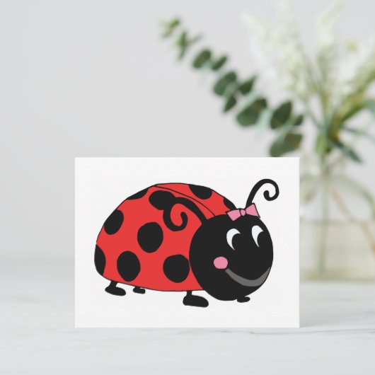 Rood zwart lieveheersbeestje briefkaart (Staand voorkant)