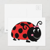 Rood zwart lieveheersbeestje briefkaart (Voorkant / Achterkant)