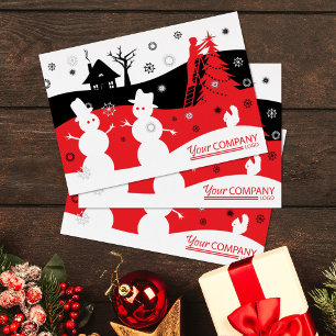 Rood Zwart Logo Zakelijk Bedrijfs Kerstvakantie Folie Uitnodiging