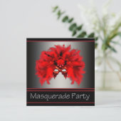 Rood zwart masker maskerade feest kaart (Staand voorkant)