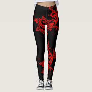 Rood & Zwart Meisje Swirls Design Leggings