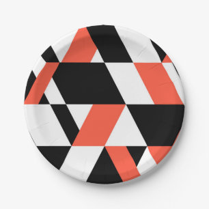 Rood-zwart, modern, trendy, geometrisch ontwerp in papieren bordje