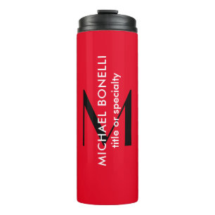 Rood Zwart Monogram Moderne Minimalistische Sjablo Thermosbeker