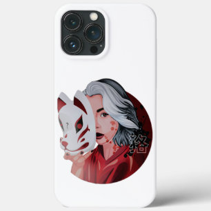 Rood Zwart Mujina Illustratie iPhone 13 Pro Hoesje