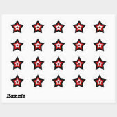 Rood zwart n witte ster stickers (Vel)