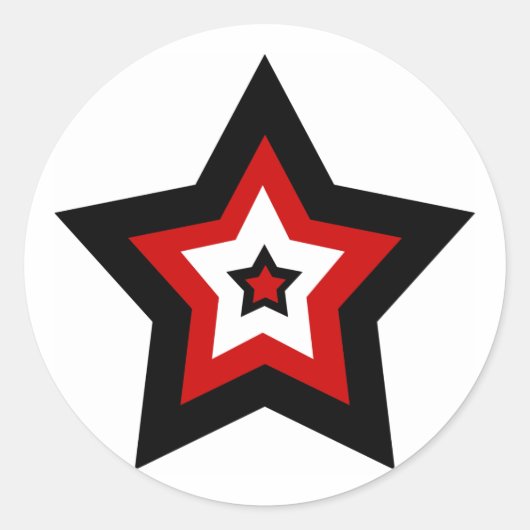 Rood zwart n witte ster stickers (Voorkant)