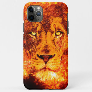 Rood Zwart Oranje Vlammende Leeuwengezicht iPhone 11 Pro Max Hoesje