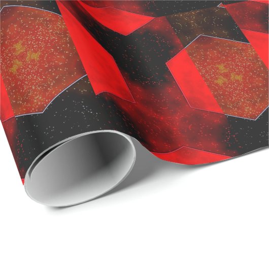 Rood Zwart Patroon Abstract Art Wrapping Papier (Rol Hoek)
