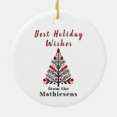 Rood Zwart Plaid Buck Herten Krans Keramisch Ornament (Achterkant)