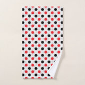 Rood Zwart Polka Dots Textiel Patroon Ontwerp Bad Handdoek (Handdoek)