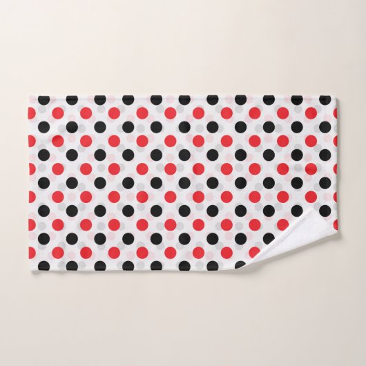 Rood Zwart Polka Dots Textiel Patroon Ontwerp Bad Handdoek (Handdoek)
