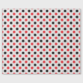 Rood Zwart Polka Dots Textiel Patroon Ontwerp Cadeaupapier (Vlak)