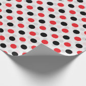 Rood Zwart Polka Dots Textiel Patroon Ontwerp Cadeaupapier (Hoek)