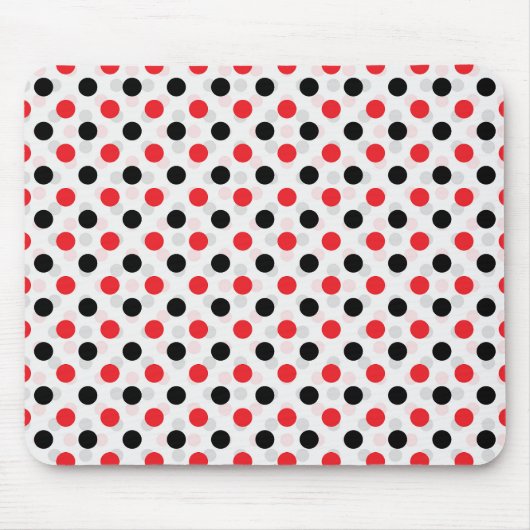 Rood Zwart Polka Dots Textiel Patroon Ontwerp Muismat (Voorkant)