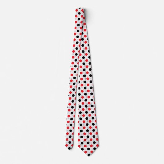 Rood Zwart Polka Dots Textiel Patroon Ontwerp Stropdas (Achterkant)
