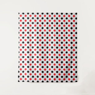 Rood Zwart Polka Dots Textiel Patroon Ontwerp Wandkleed