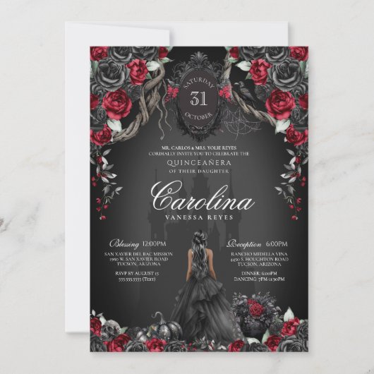 Rood & Zwart Quinceanera Halloween Gotische Prinse Kaart (Voorkant)