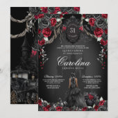 Rood & Zwart Quinceanera Halloween Gotische Prinse Kaart (Voorkant / Achterkant)