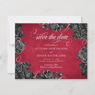 Rood Zwart Rozen Gotische bruiloft Save The Date