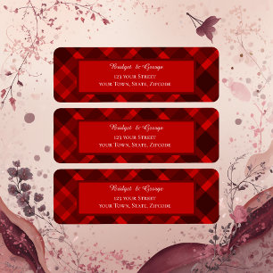rood zwart schotse celtic tartan bruiloft patroon etiket