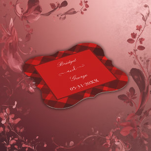 rood zwart schotse celtic tartan bruiloft patroon kartonnen onderzetters