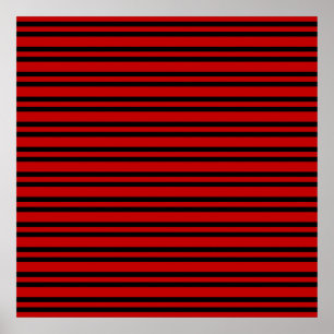 Rood Zwart Strepen Patroon Poster