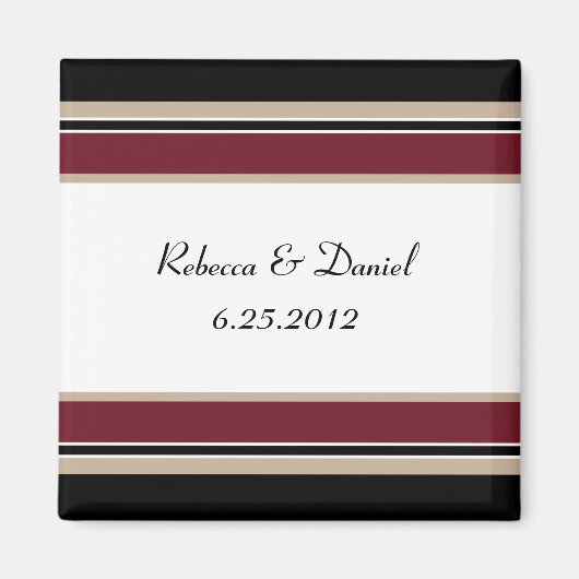 Rood Zwart Tan Stripes Save The Date Magnet Magneet (Voorkant)