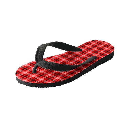 Rood Zwart Tartan Geruit Plaid Patroon-24899 Kinder Teenslippers (Schuin)