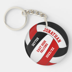 Rood Zwart Team Kleuren Custom Boys Volleybal Sleutelhanger